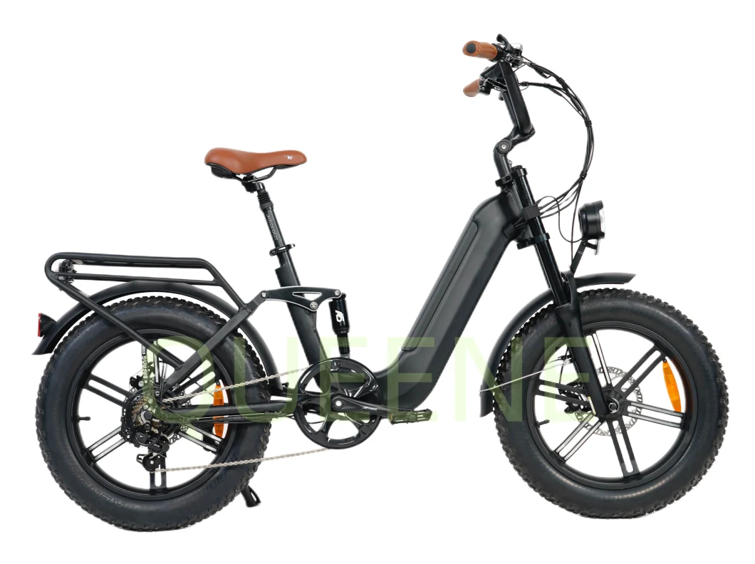 Queene/48V 750W Hidden Battery Fat Tyre Electric E-Bicycle Full Suspension Electric Cycle Mountain Electric Bike