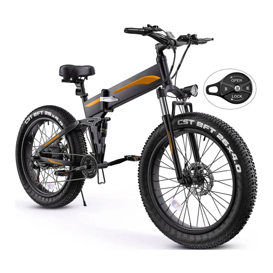 Bicicleta elétrica dobrável com pneu gordo 500 W 26 pol.